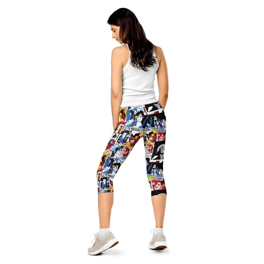 Pop Art Parade on Capri Leggings — Back