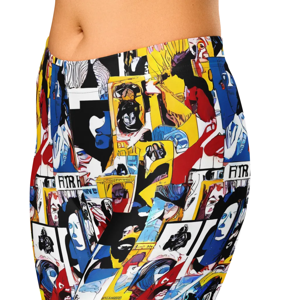 Pop Art Parade on Capri Leggings — Zoomed-in