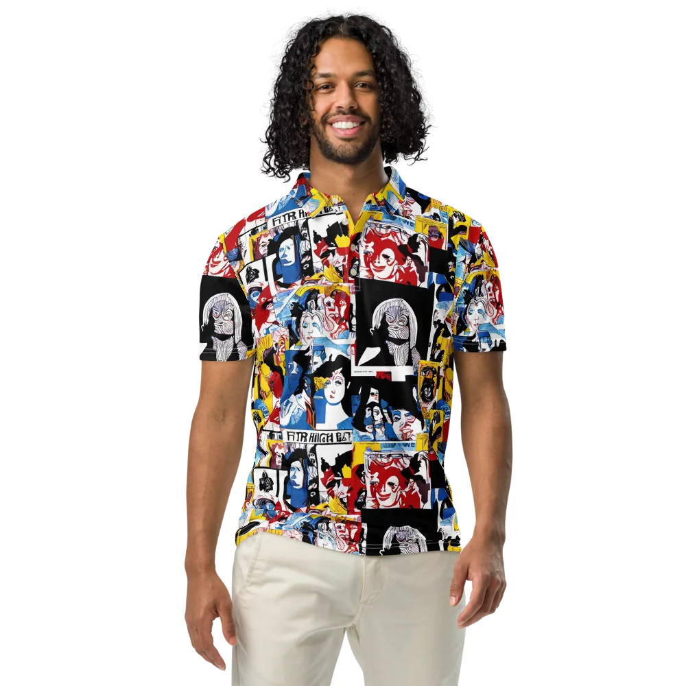 Pop Art Parade on Men's Slim Fit Polo Shirt — Front