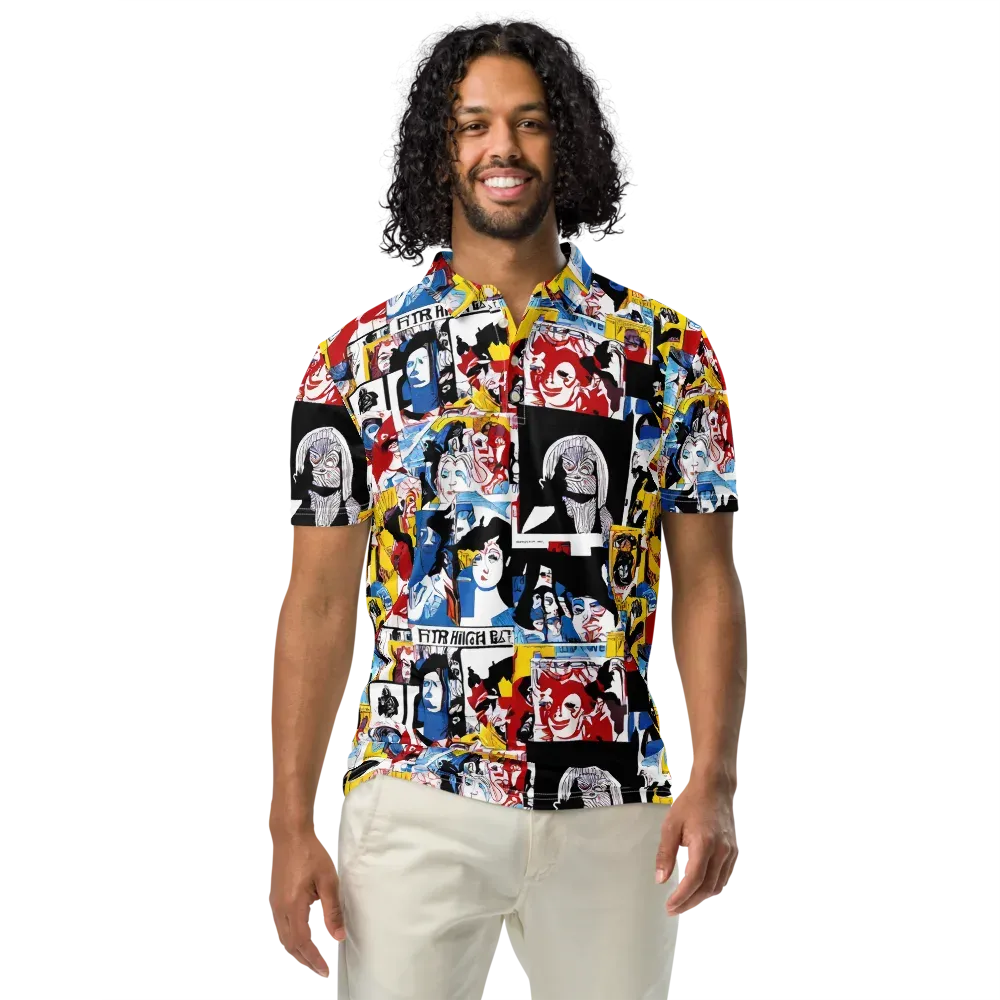 Pop Art Parade on Men's Slim Fit Polo Shirt — Front