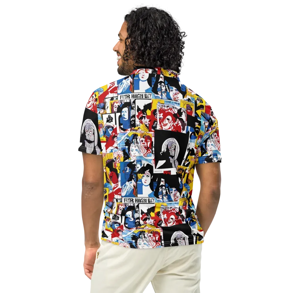 Pop Art Parade on Men's Slim Fit Polo Shirt — Back