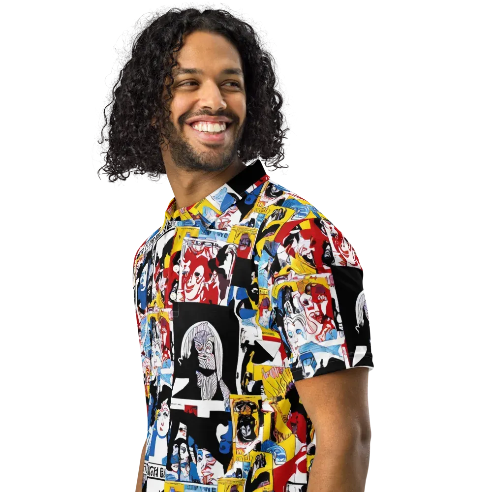 Pop Art Parade on Men's Slim Fit Polo Shirt — Left Front