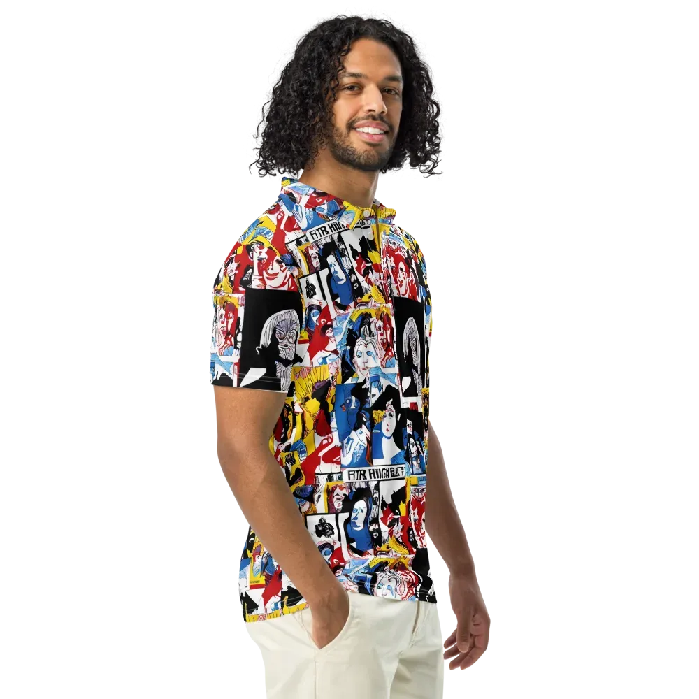 Pop Art Parade on Men's Slim Fit Polo Shirt — Right Front