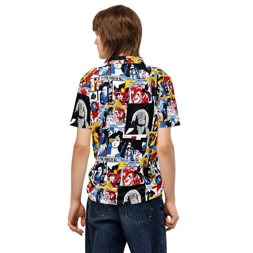 Pop Art Parade on Men's Slim Fit Polo Shirt — Back