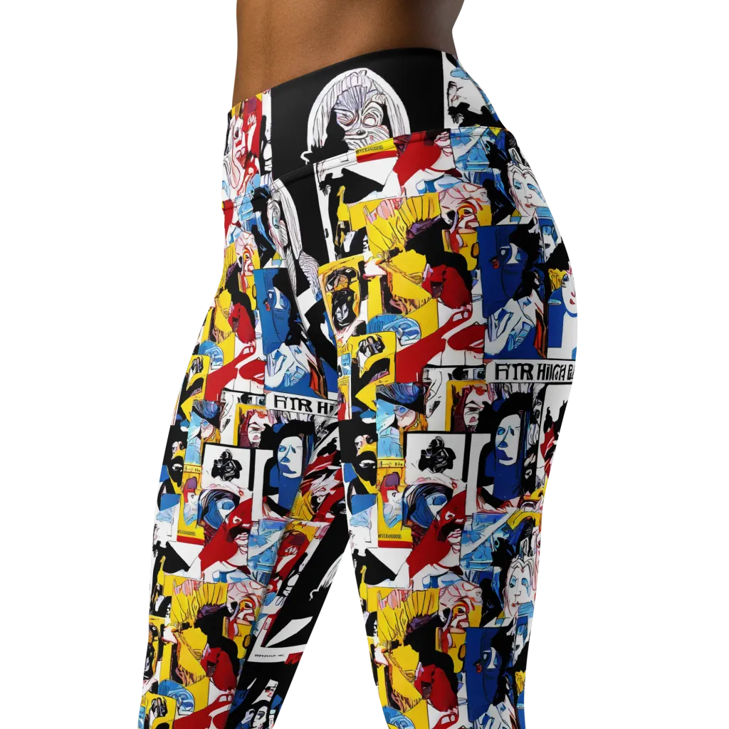 Pop Art Parade on Yoga Leggings — Left Front