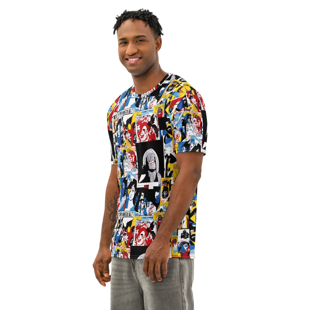Pop Art Parade on Men's Cotton Crew Neck T-Shirt — Left Front