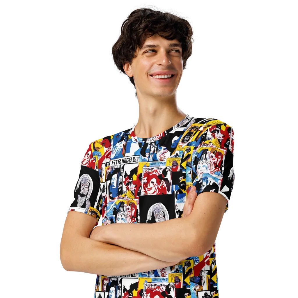 Pop Art Parade on Men's Crew Neck T-Shirt — Left Front