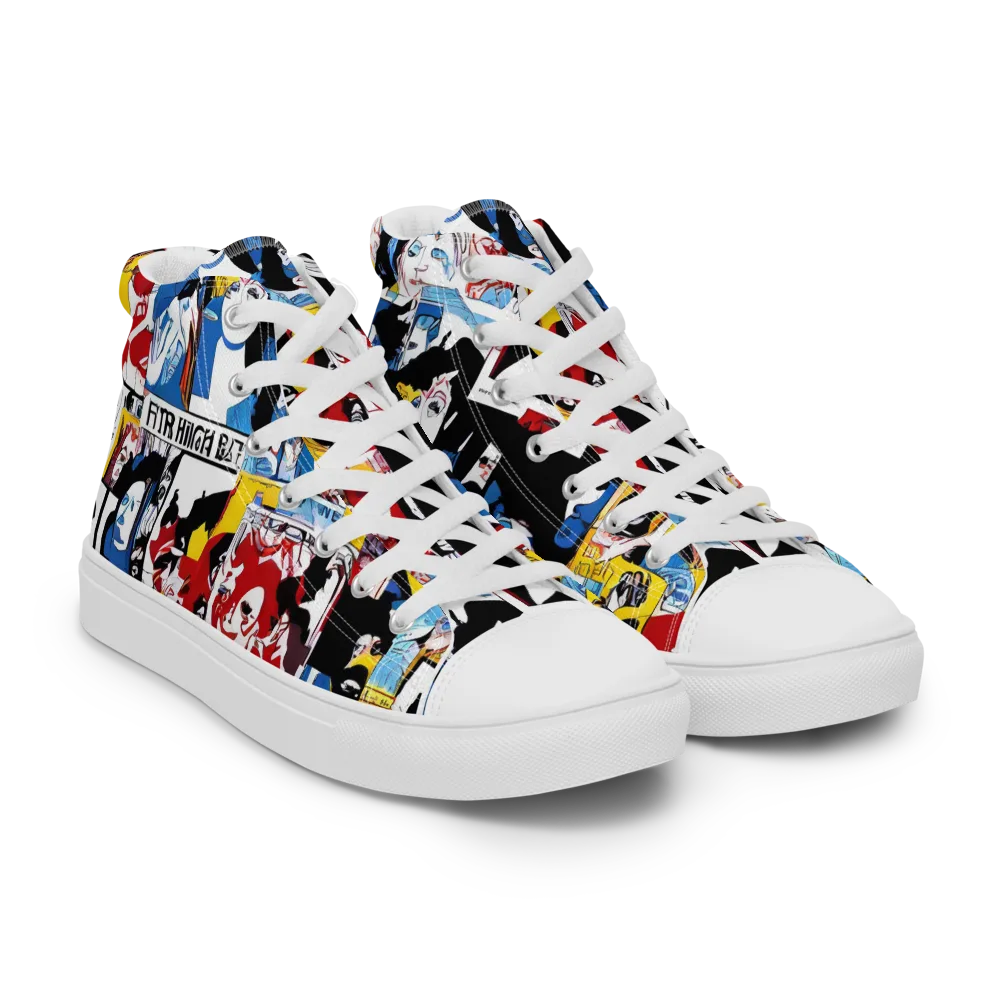 Pop Art Parade on Men's High Top Canvas Shoes — Right Front