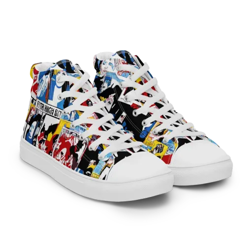 Pop Art Parade on a Men's High Top Canvas Shoes