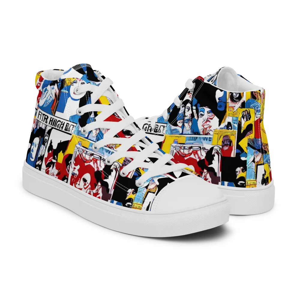 Pop Art Parade on Men's High Top Canvas Shoes — Right