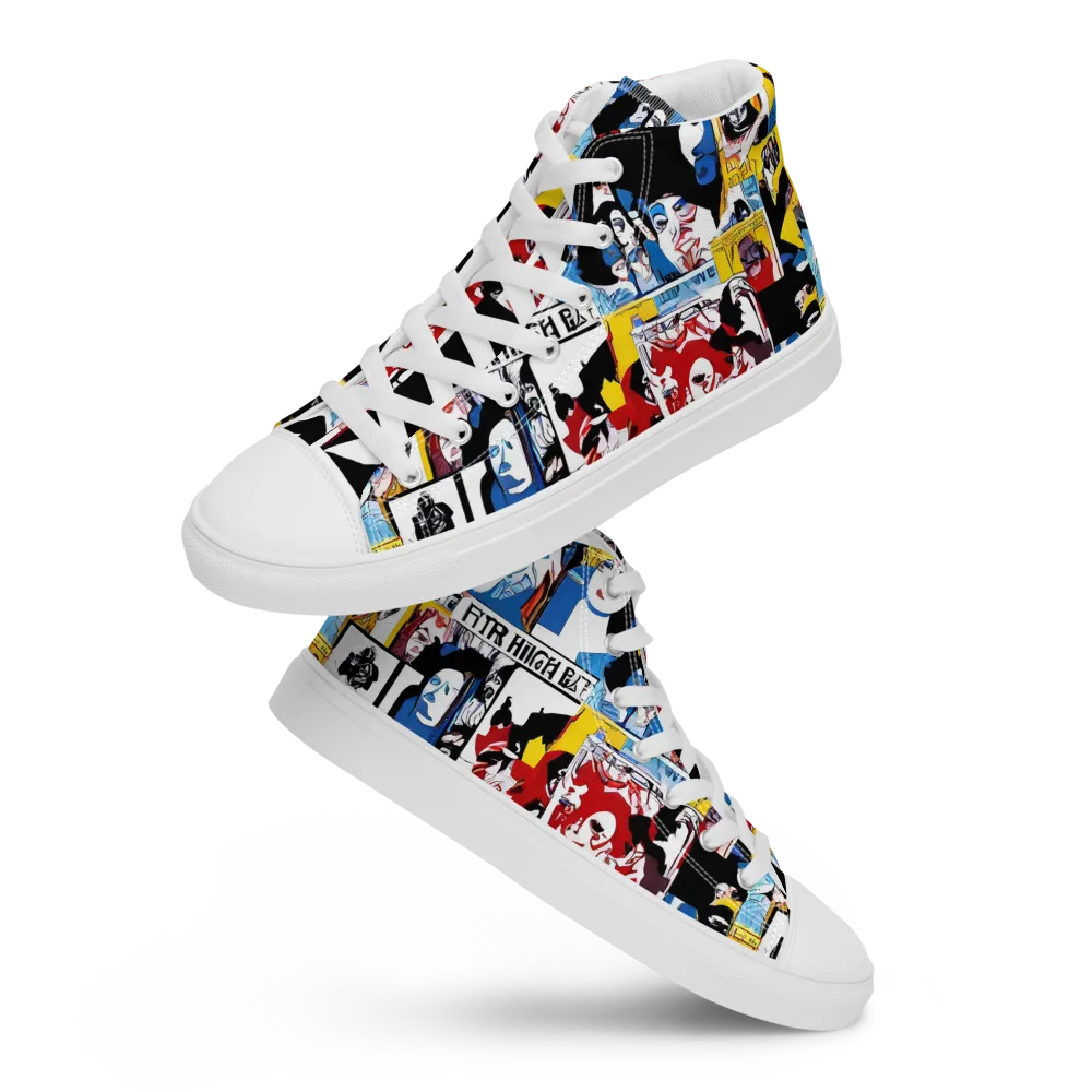 Pop Art Parade on Men's High Top Canvas Shoes — Front