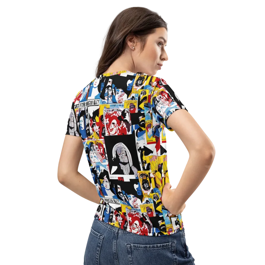 Pop Art Parade on Women's Crew Neck T-Shirt — Back