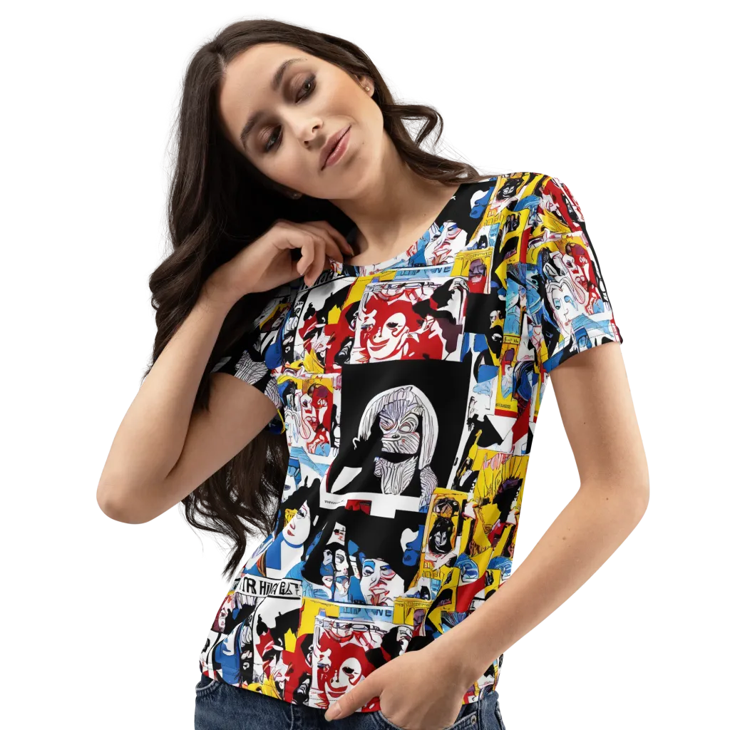 Pop Art Parade on Women's Crew Neck T-Shirt — Left Front