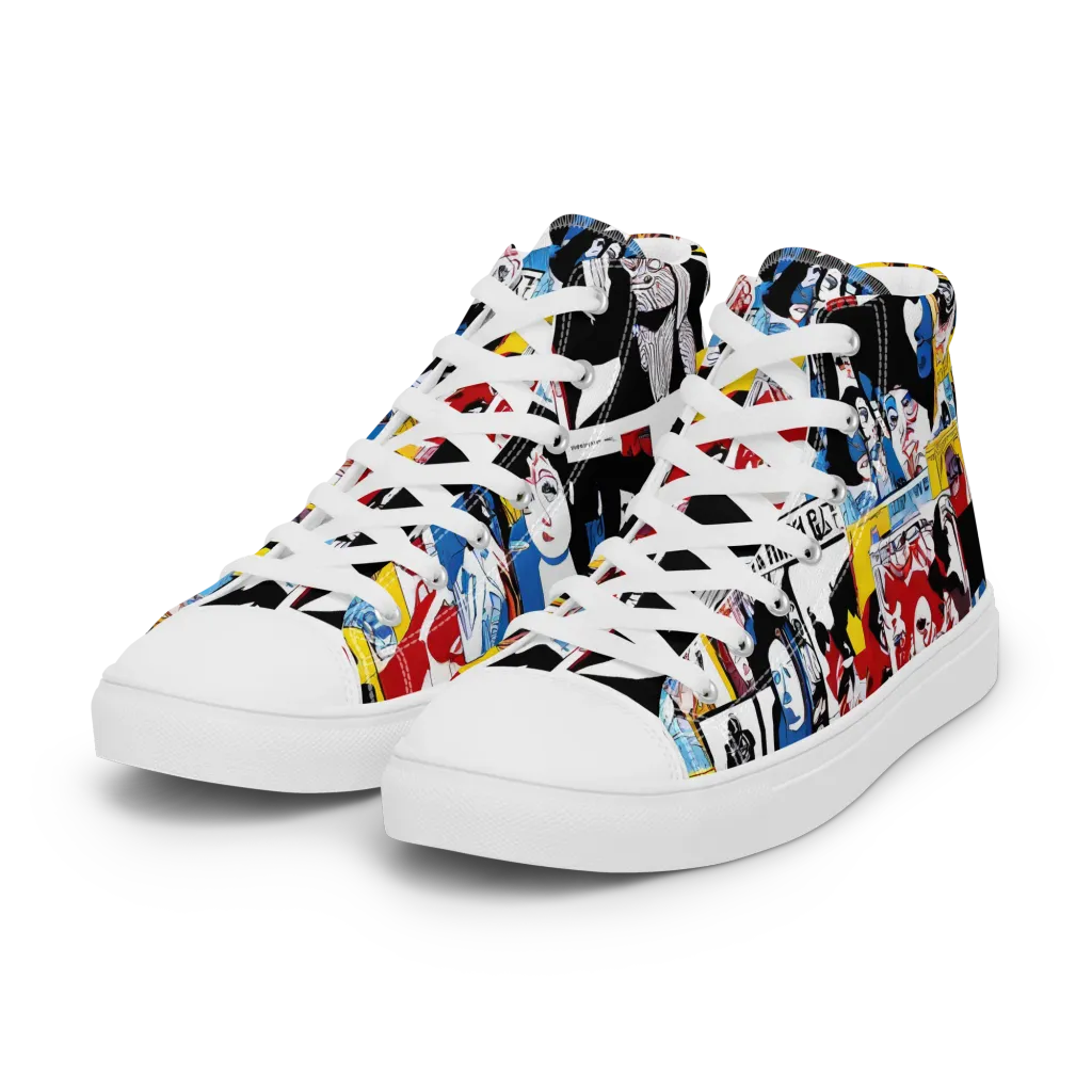 Pop Art Parade on Women's High Top Canvas Shoes — Left Front