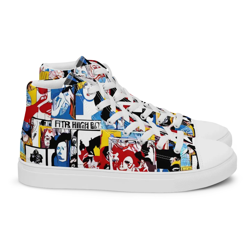 Pop Art Parade on Women's High Top Canvas Shoes — Right