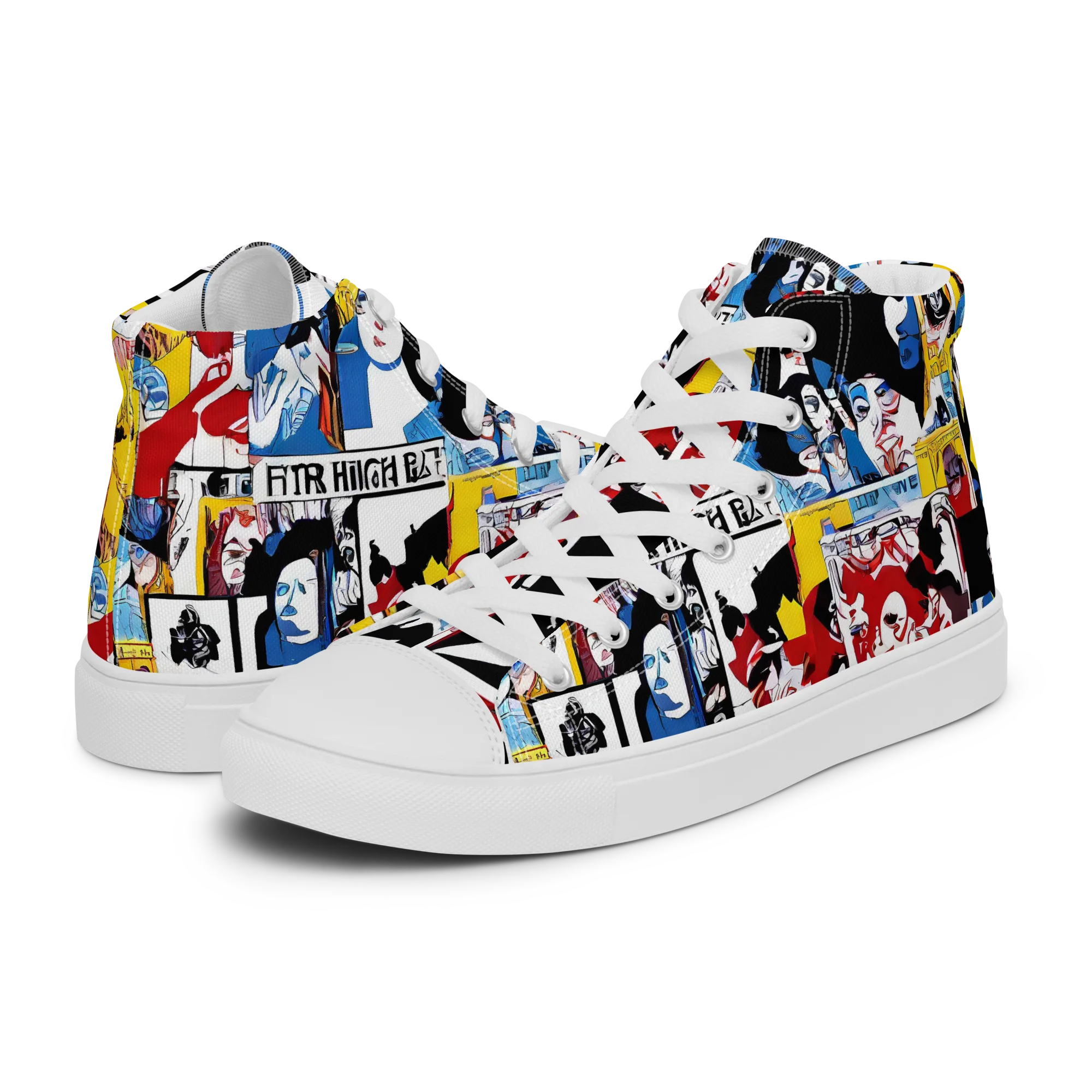 Pop Art Parade on Women's High Top Canvas Shoes — Left
