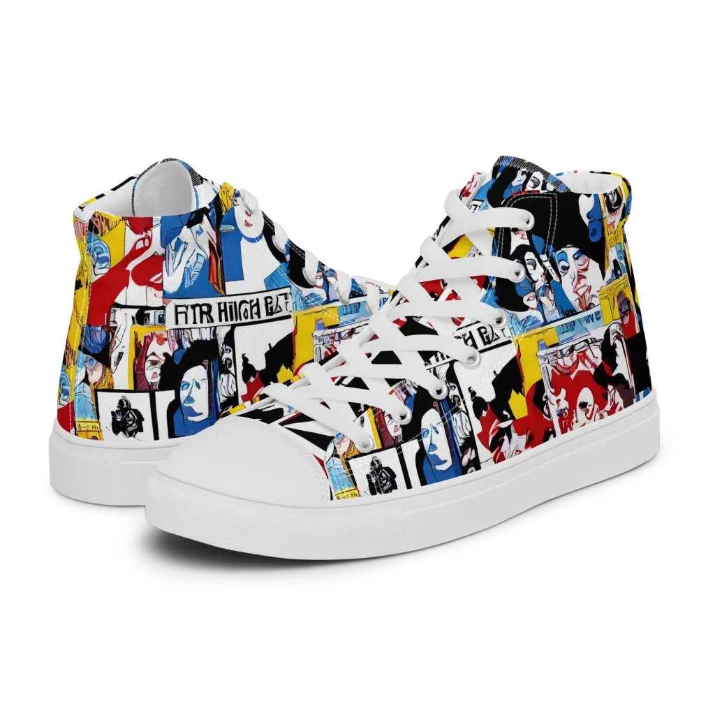 Pop Art Parade on Women's High Top Canvas Shoes — Left