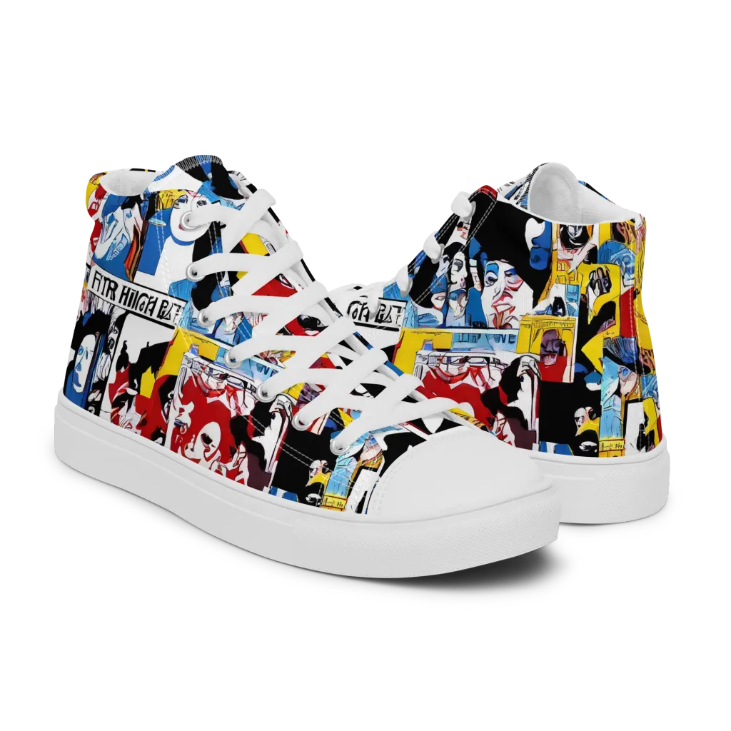 Pop Art Parade on Women's High Top Canvas Shoes — Right