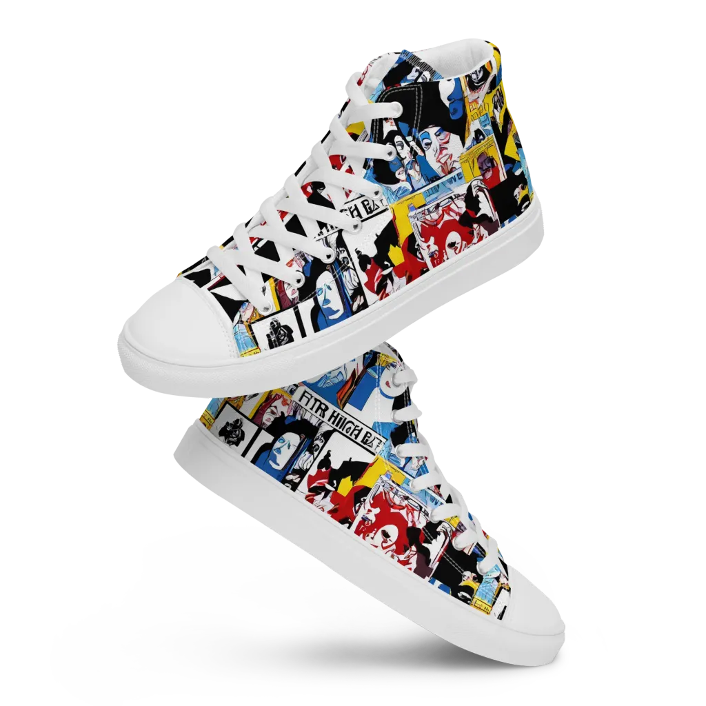 Pop Art Parade on Women's High Top Canvas Shoes — Front