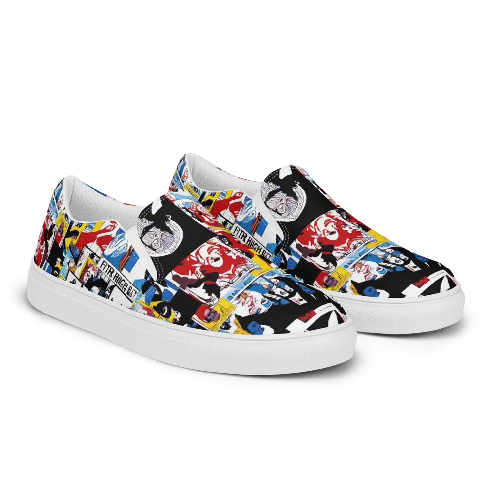 Pop Art Parade on Men's Slip-On Canvas Shoes — Right Front