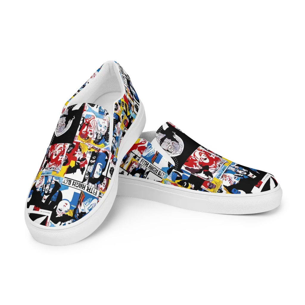Pop Art Parade on Men's Slip-On Canvas Shoes — Left Front