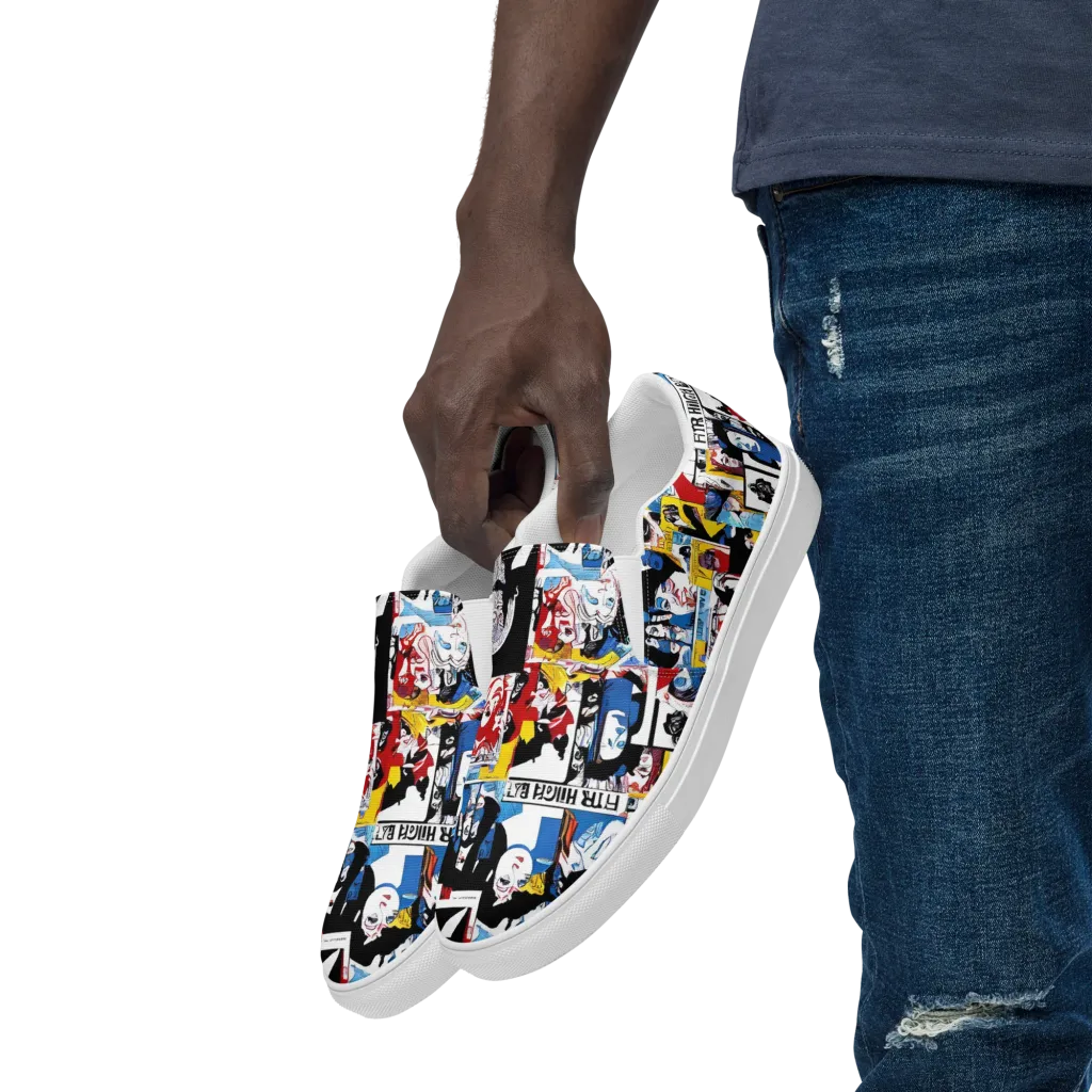 Pop Art Parade on Men's Slip-On Canvas Shoes — Left Front