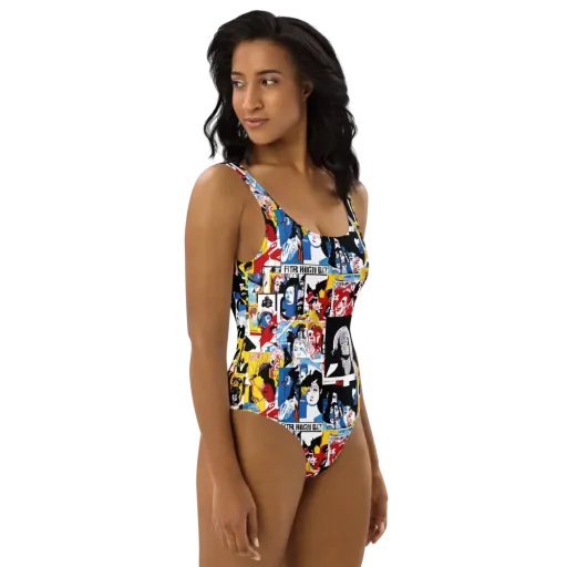 Pop Art Parade on a One-Piece Swimsuit