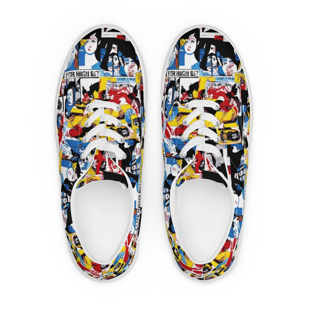 Pop Art Parade on Men's Lace-Up Canvas Shoes — Front