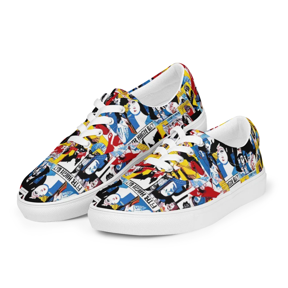Pop Art Parade on Men's Lace-Up Canvas Shoes — Left Front