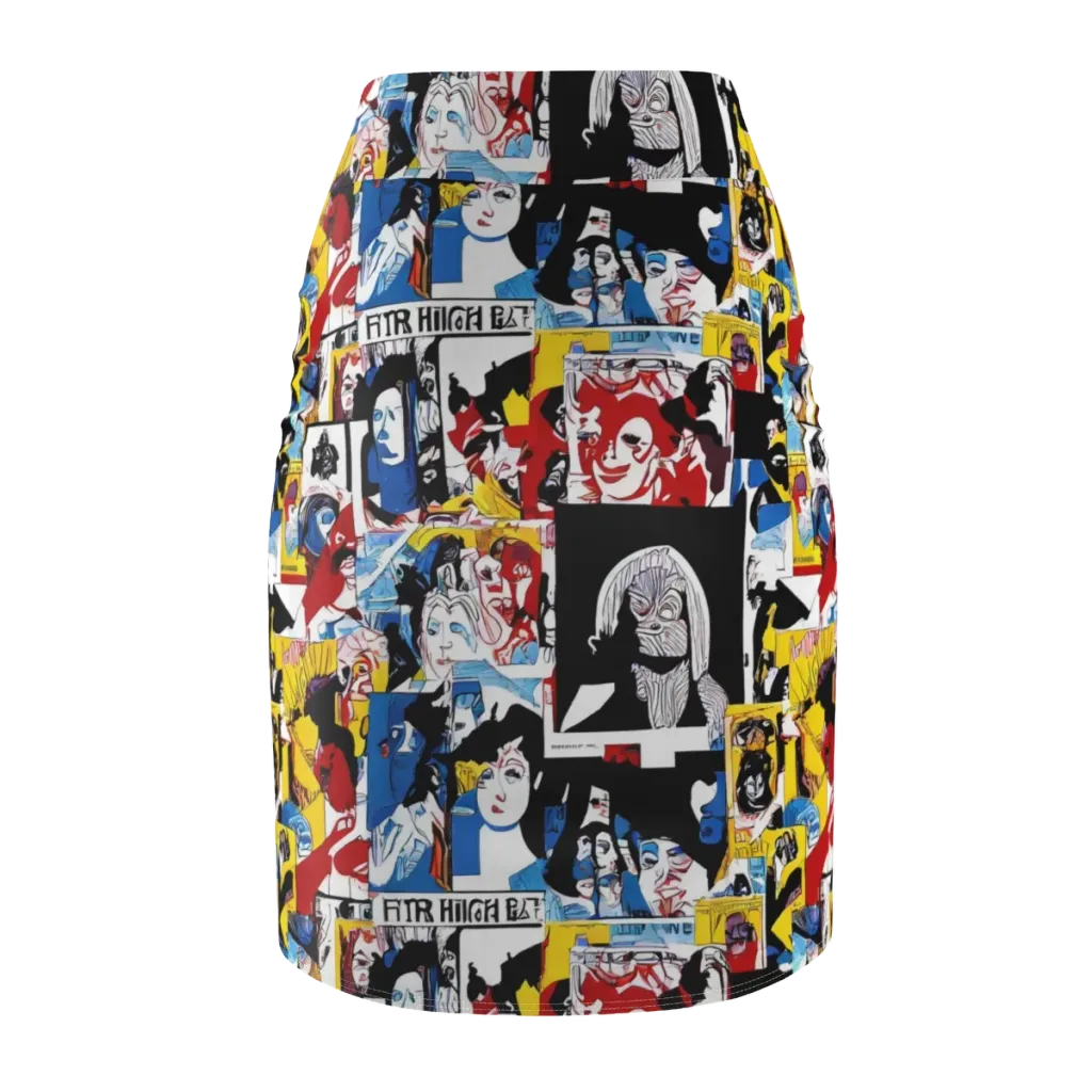 Pop Art Parade on Pencil Skirt — Back