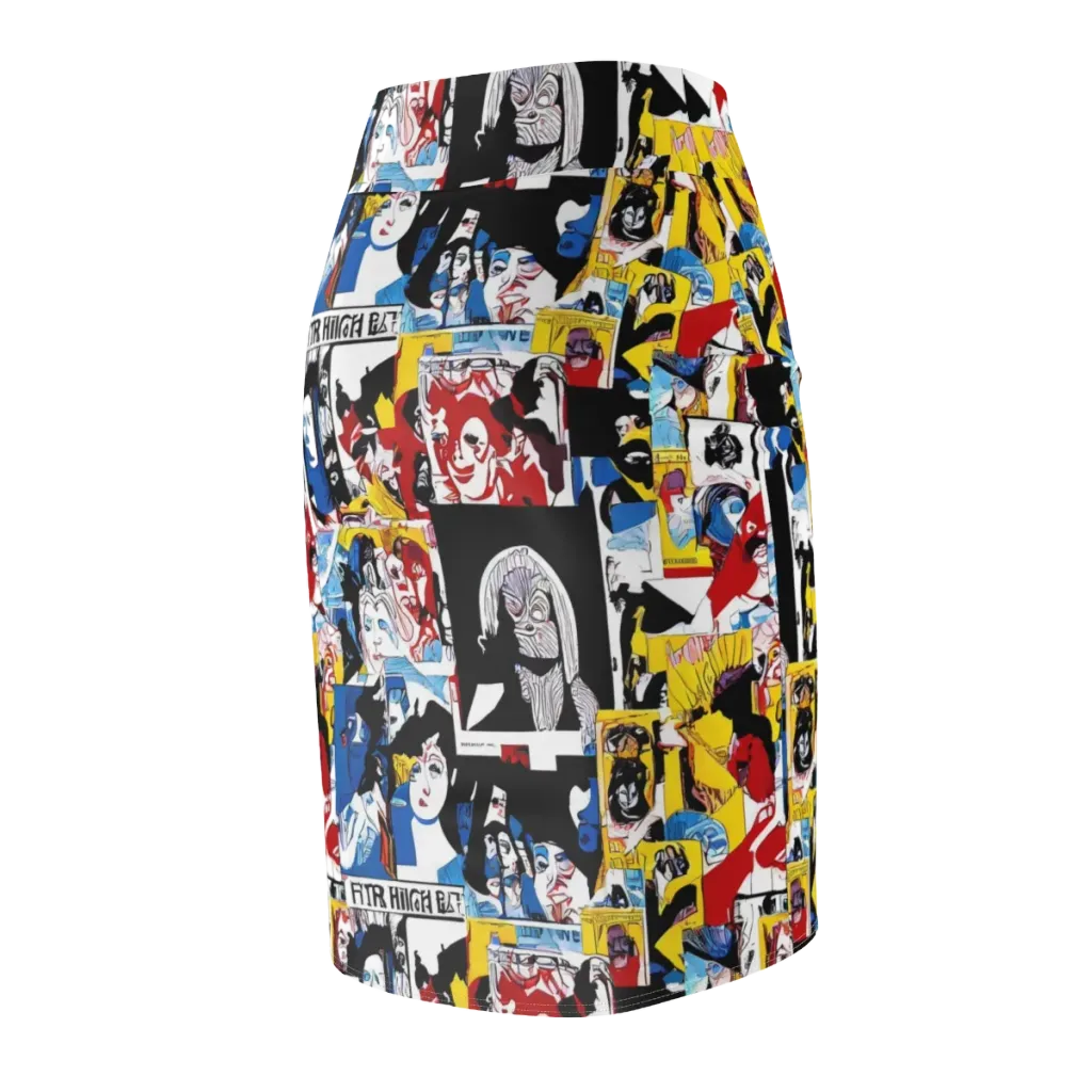 Pop Art Parade on Pencil Skirt — Back Side