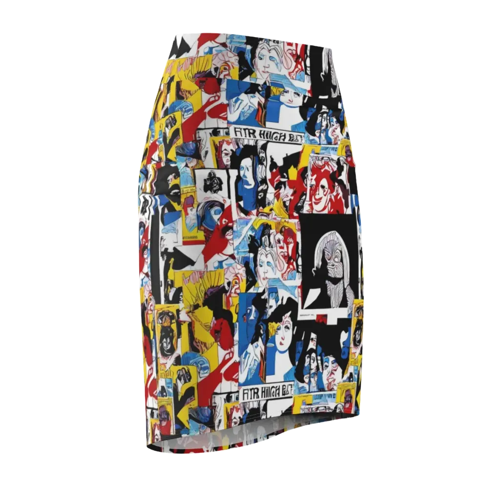 Pop Art Parade on Pencil Skirt — Front Side