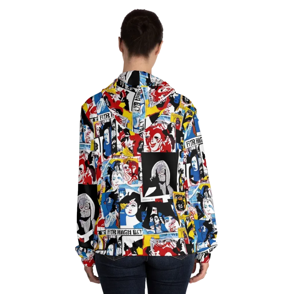 Pop Art Parade on Women's Full-Zip Hoodie — Back On Person