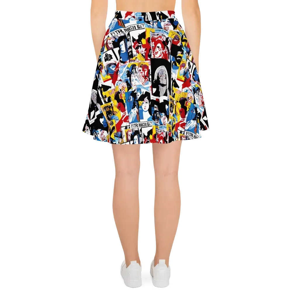 Pop Art Parade on Skater Skirt — Back