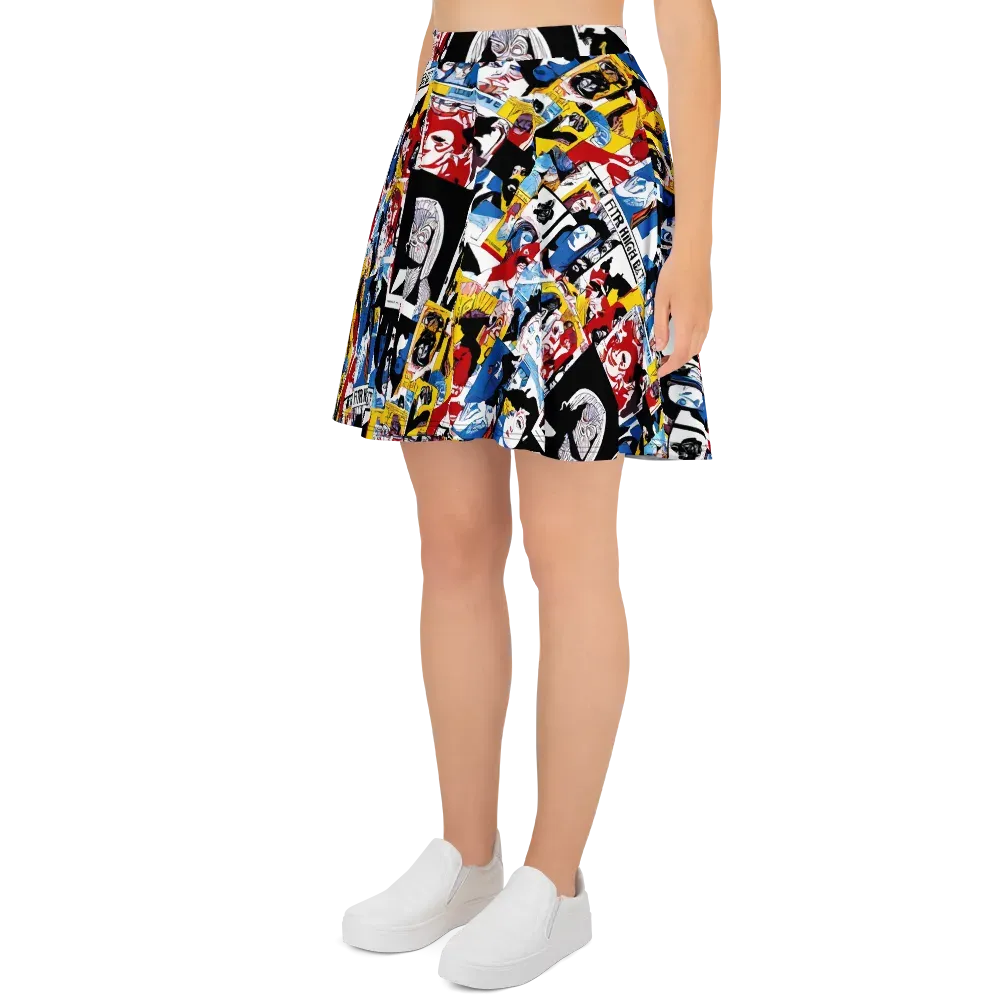 Pop Art Parade on Skater Skirt — Left