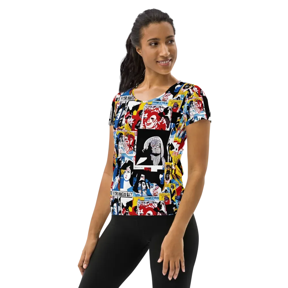 Pop Art Parade on Women's Athletic T-Shirt — Left