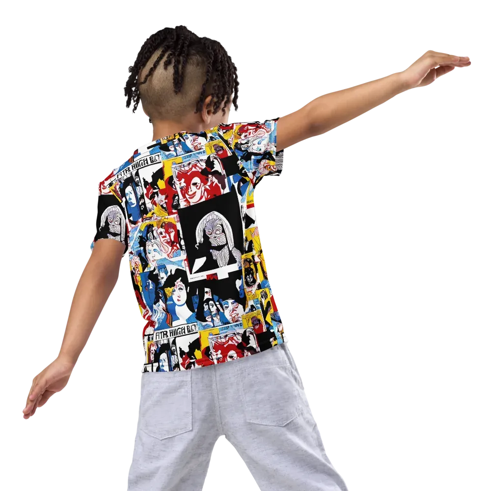 Pop Art Parade on Kids Crew Neck T-Shirt — Back