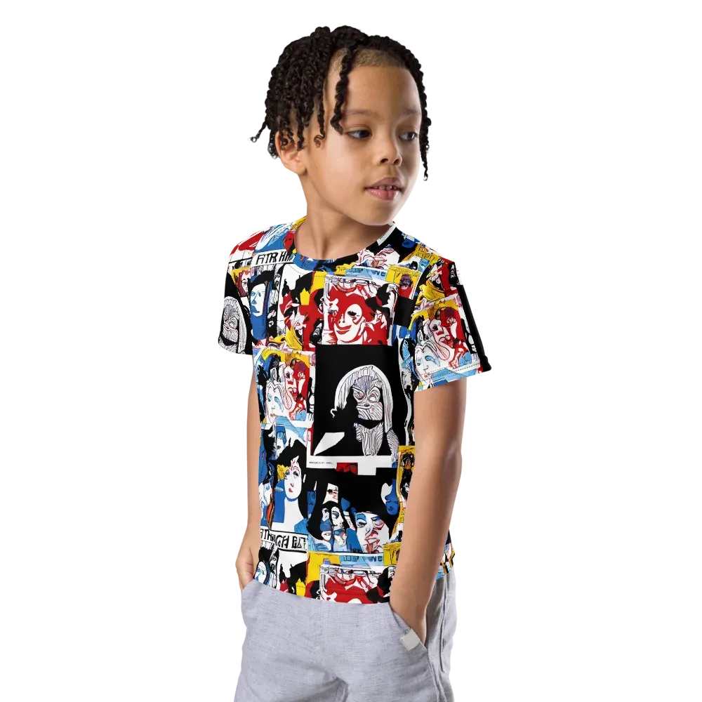 Pop Art Parade on Kids Crew Neck T-Shirt — Left Front