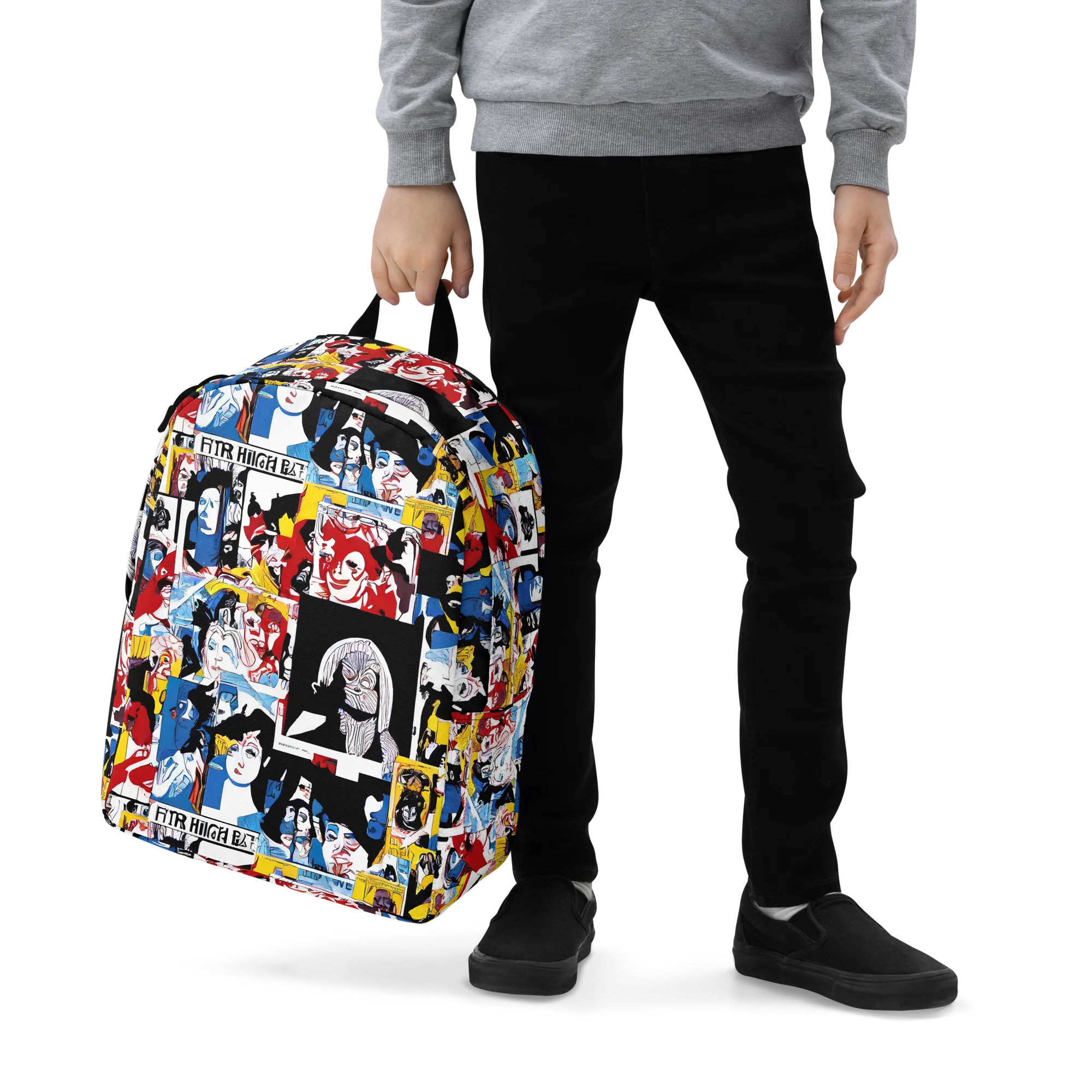 Pop Art Parade on Minimalist Backpack — Zoomed-in