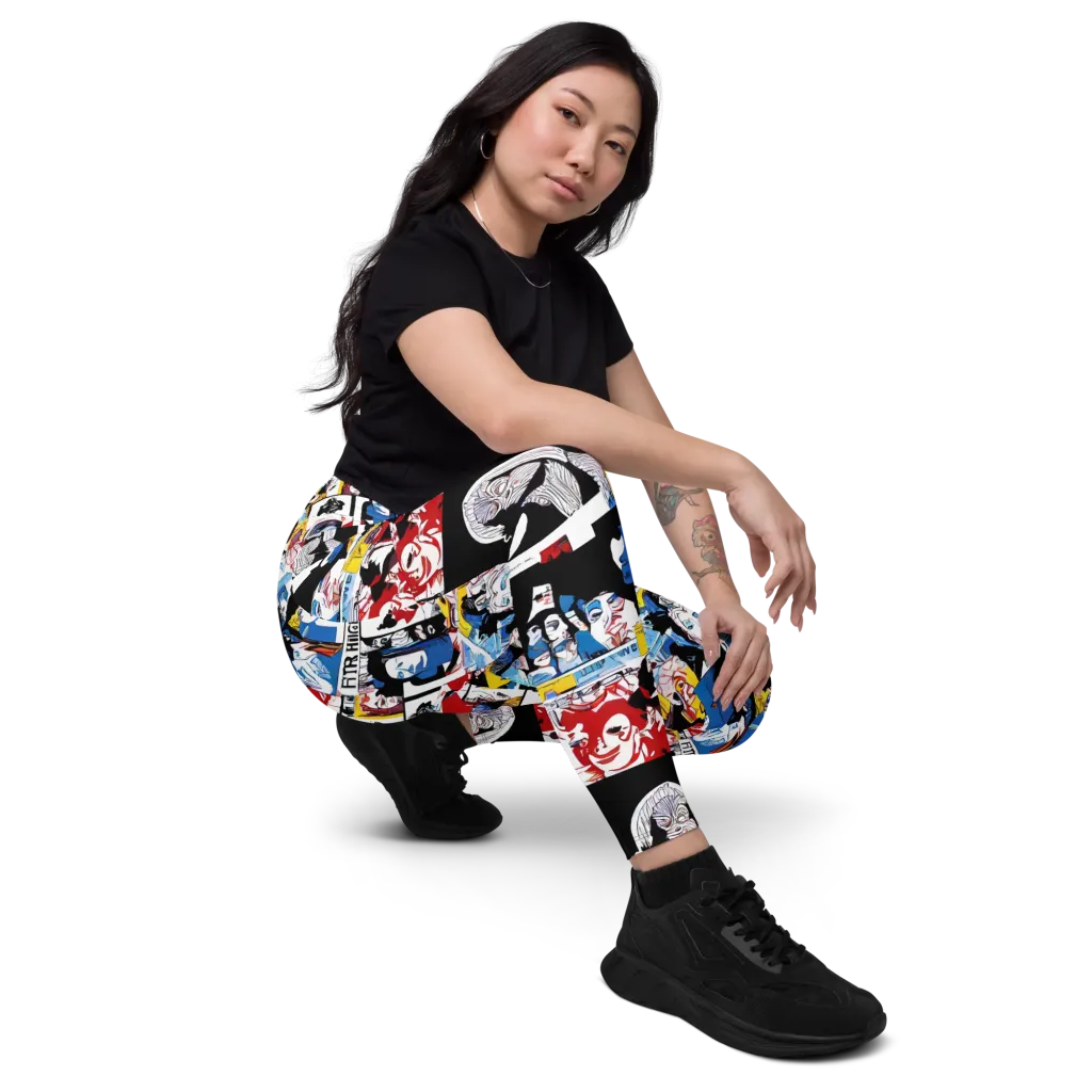 Pop Art Parade on Leggings with Pockets — Right Front