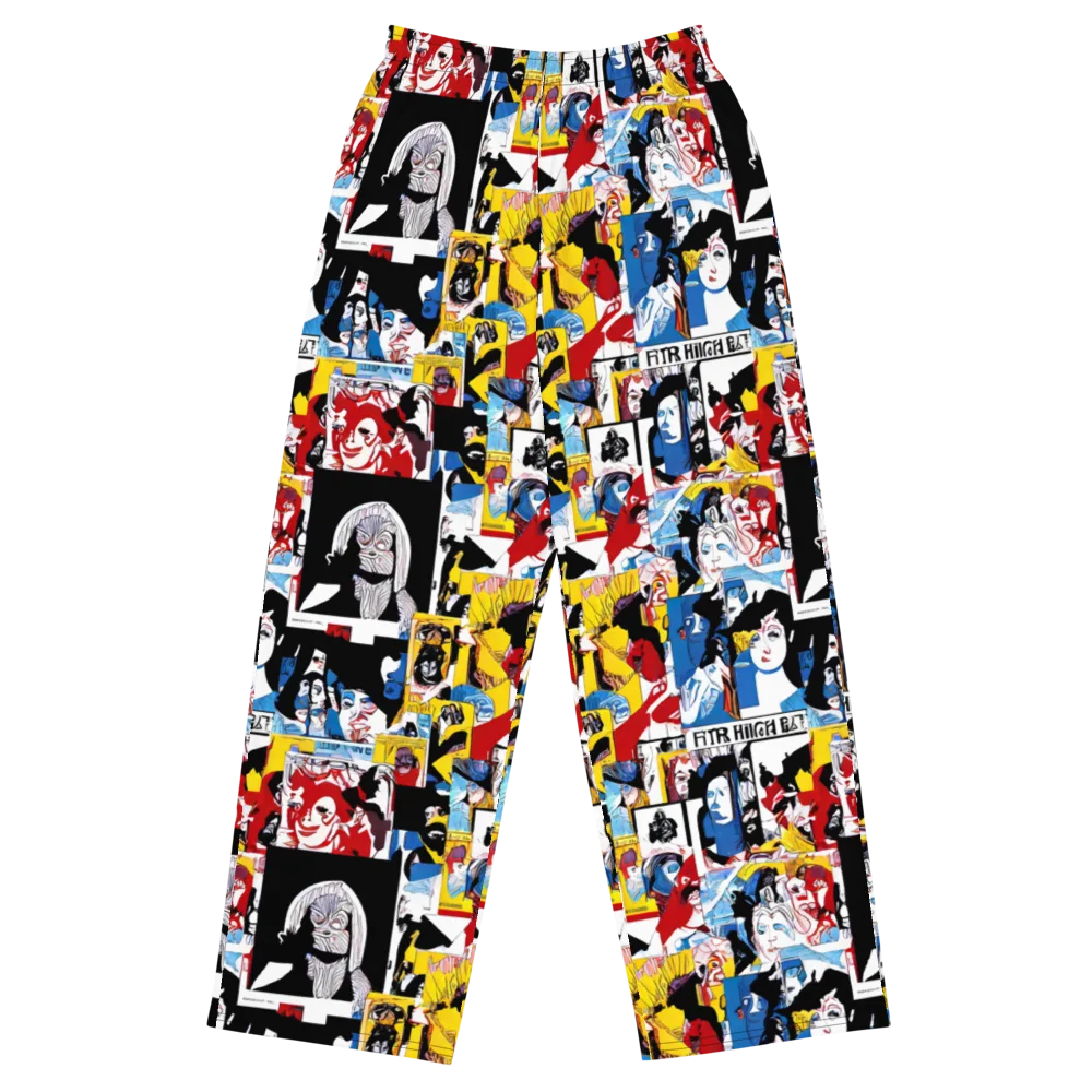 Pop Art Parade on Wide-Leg Pants — Front