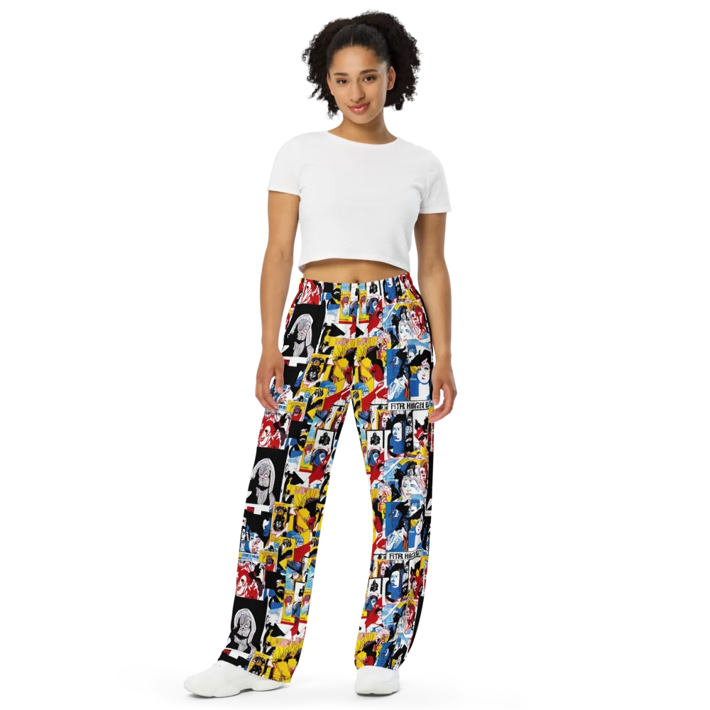 Pop Art Parade on Wide-Leg Pants — Front