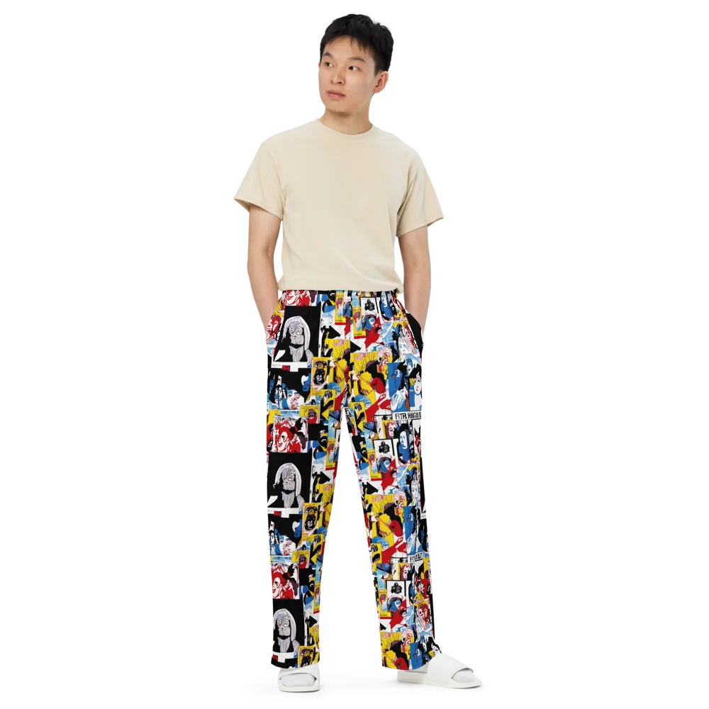Pop Art Parade on Wide-Leg Pants — Front