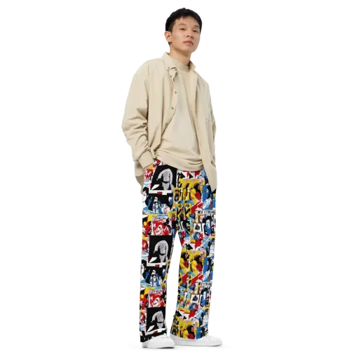 Pop Art Parade on a Wide-Leg Pants