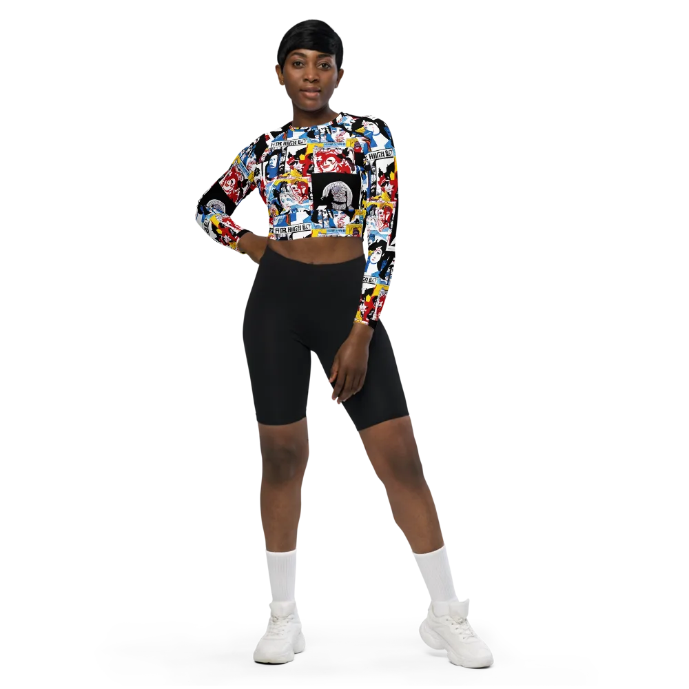Pop Art Parade on Long Sleeve Crop Top — Front