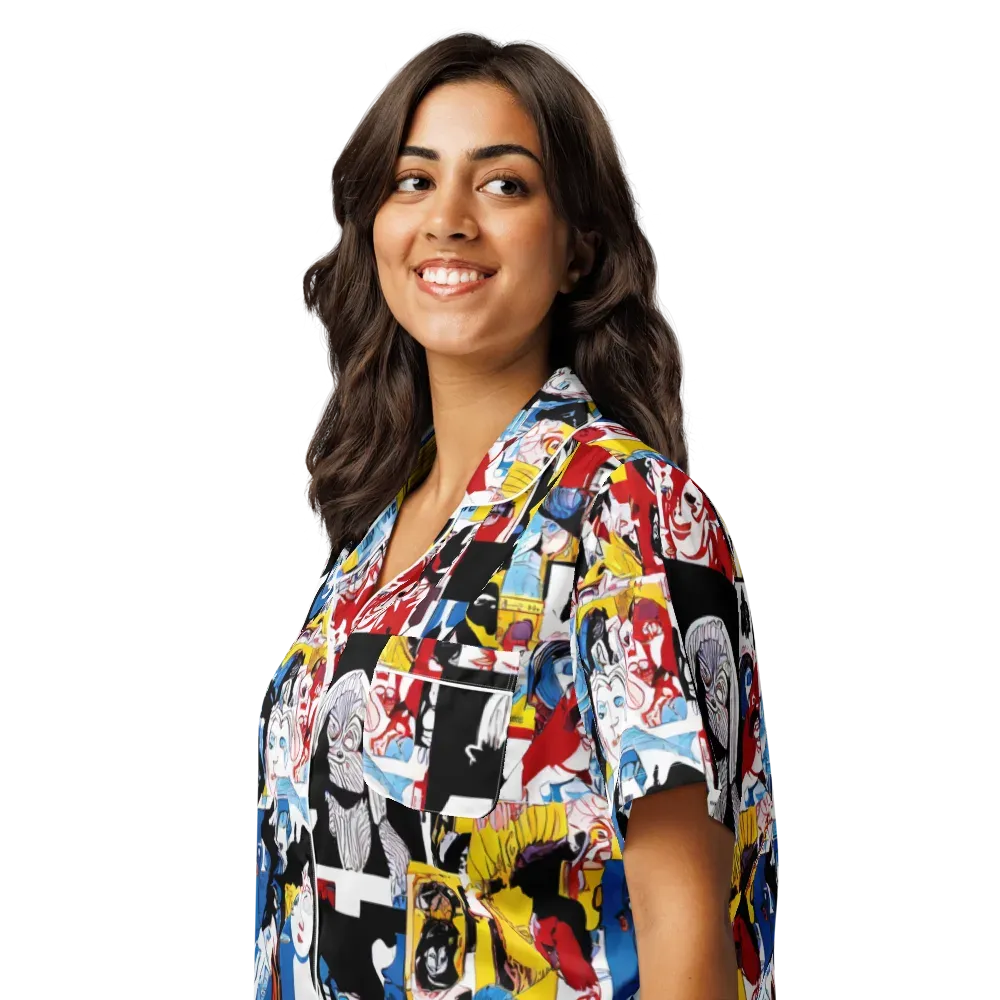 Pop Art Parade on Women's Short Sleeve Pajama Top — Left Front