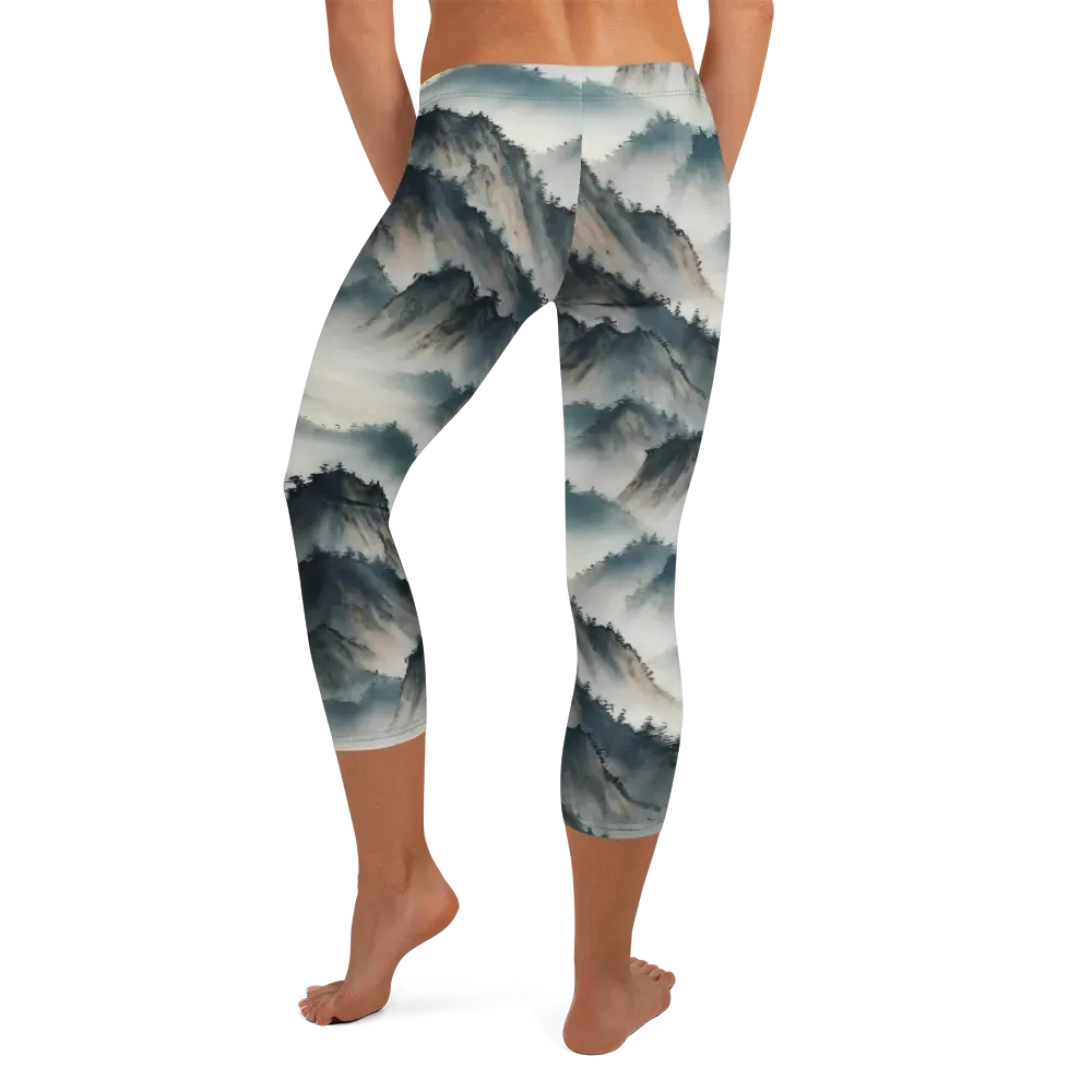 Mistbound Mountains on Capri Leggings — Back