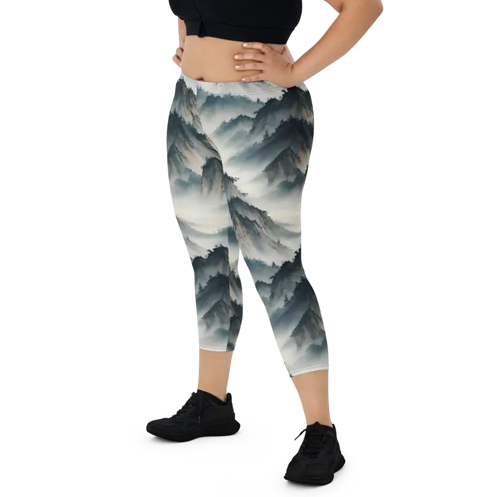 Mistbound Mountains on Capri Leggings — Front