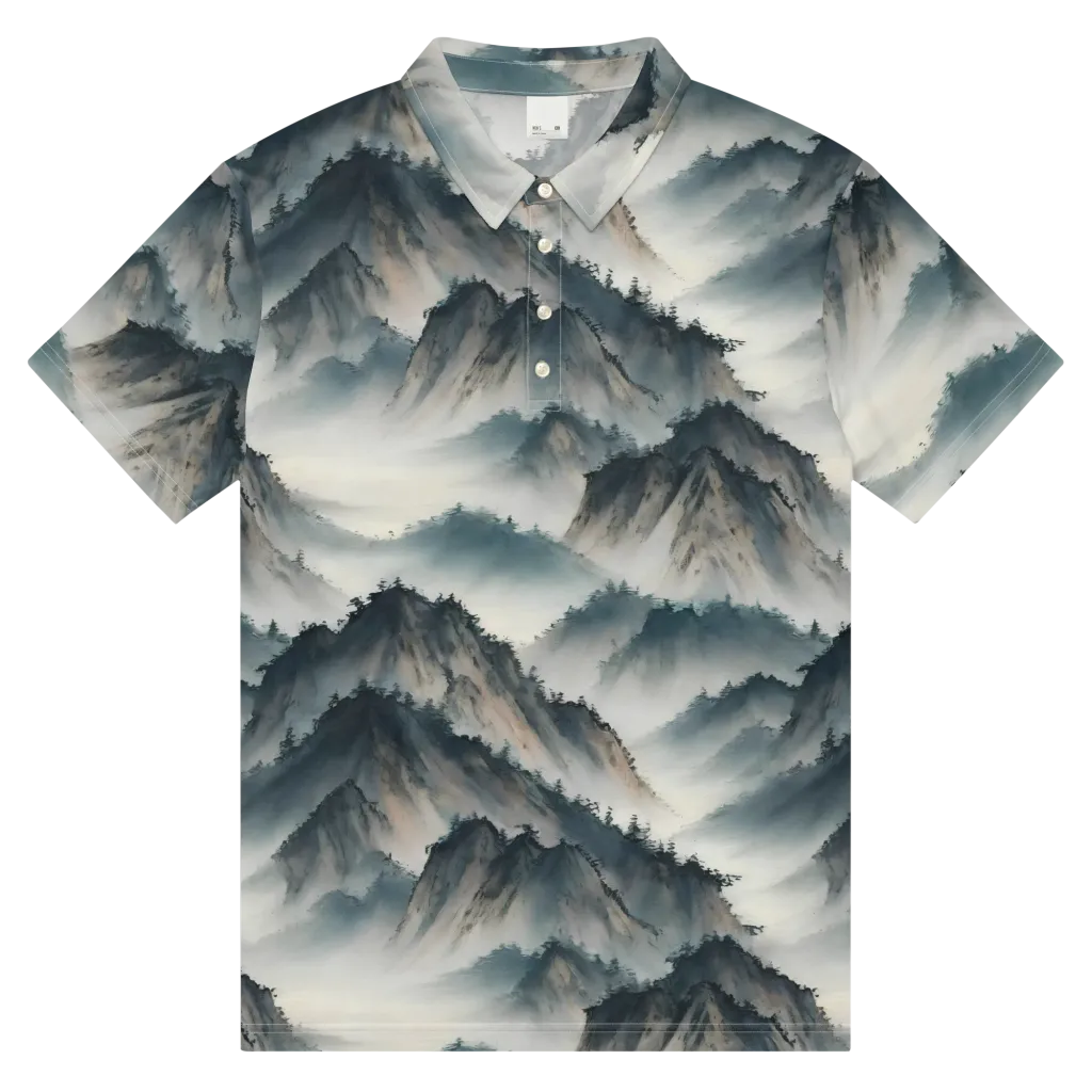 Mistbound Mountains on Men's Slim Fit Polo Shirt — Front