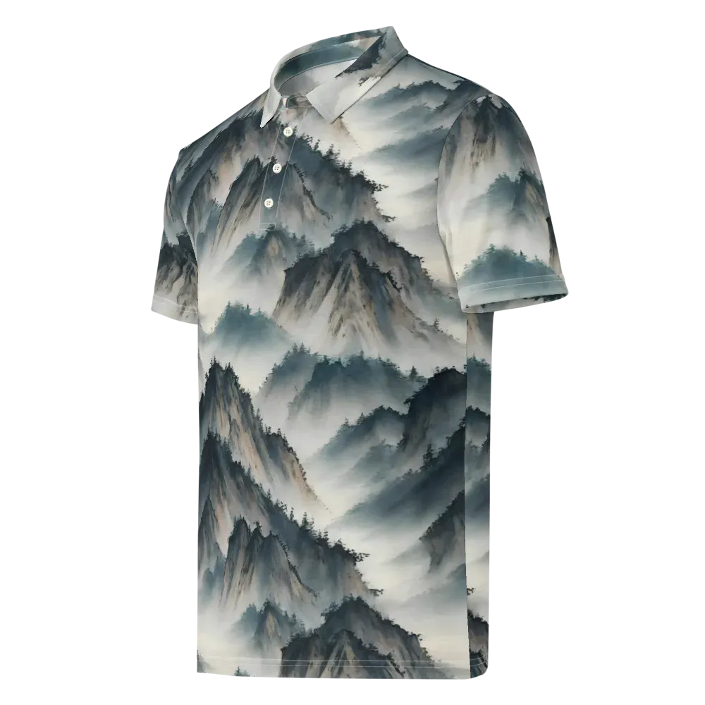 Mistbound Mountains on Men's Slim Fit Polo Shirt — Left Front